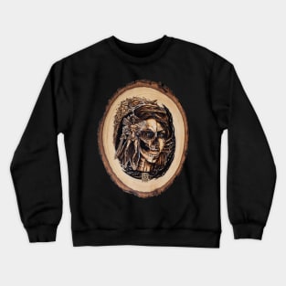 Draugr - nordic ghost pyrography print, wood texture Crewneck Sweatshirt